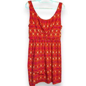 Faded Glory Knee Length Dress Women's Large Multicolor Boho Hippie Casual Beach